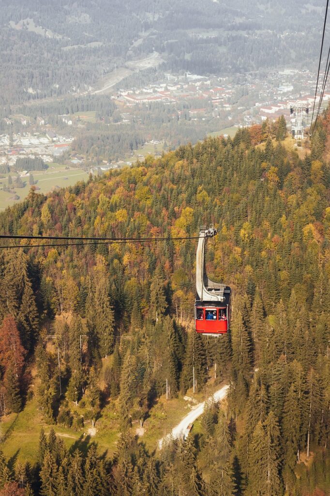 alps, alpine, german, germany, cart, cable, europe, european, spring, autumn, season, mountain, landscape, view, scenic, cable cart, nature, tourist, tourism, experience, adventure, leuisure, holidays, trip, travel